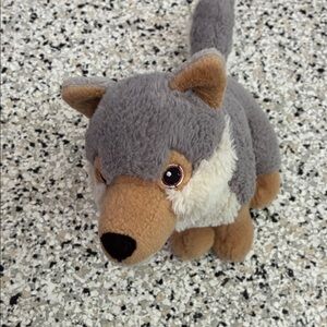 Gray and Brown Stuffed Wolf Toy